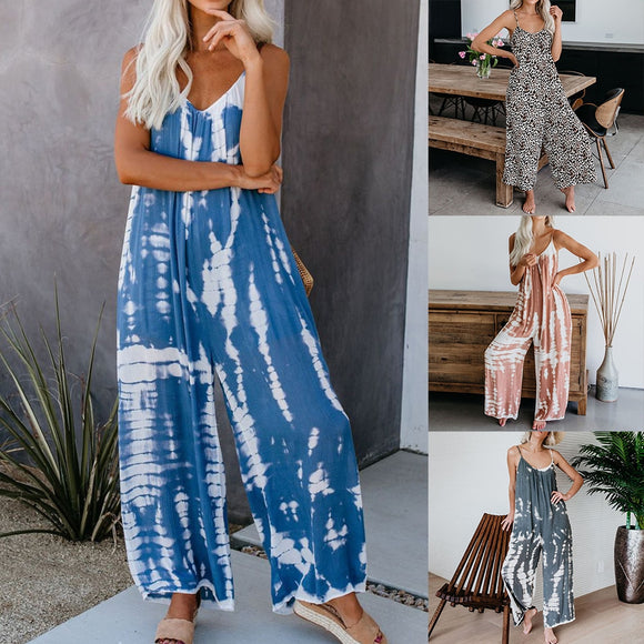2020 New Tie dye Jumpsuits Women Casual Jumpsuit Loose Overalls Denim Rompers For Women|Jumpsuits|