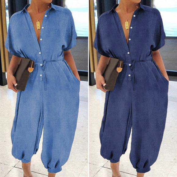 50# Solid Jumpsuit women Plus Size Overalls Casual Bodysuit Loose Dungarees Romper Woman Baggy Plus Size Playsuit боди женское|Jumpsuits|