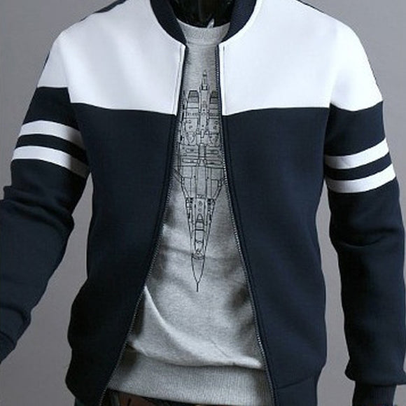 Autumn Men's Bomber Jacket Coat Sportswear Zipper Solid Stripe Patchwork Long Sleeve Outwear Mens Bomber Jacket Coat Homme 2019|Jackets