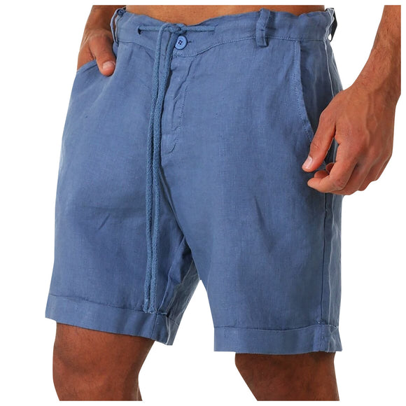 Men Shorts Thin 2021 New Summer Fashion Male Cotton Linen Stylish Men’s Casual Shorts Buttons Lacing Waist Pockets Short Pants|Casual Shorts|