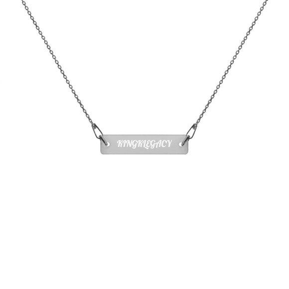 Engraved Silver Bar Chain Necklace